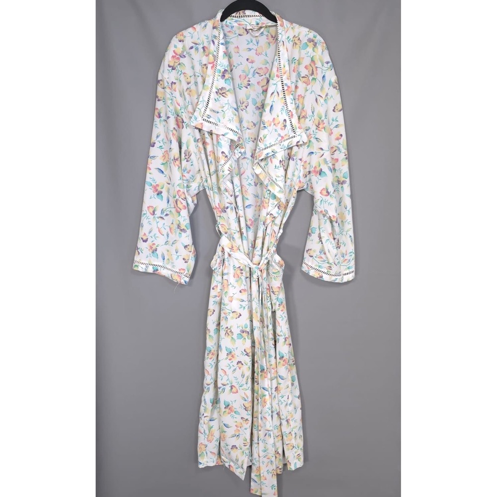 VICTORIA'S SECRET Vintage Floral Wrap Robe Long Sleeve Belted Maxi M/L Hong Kong - Picture 11 of 11
